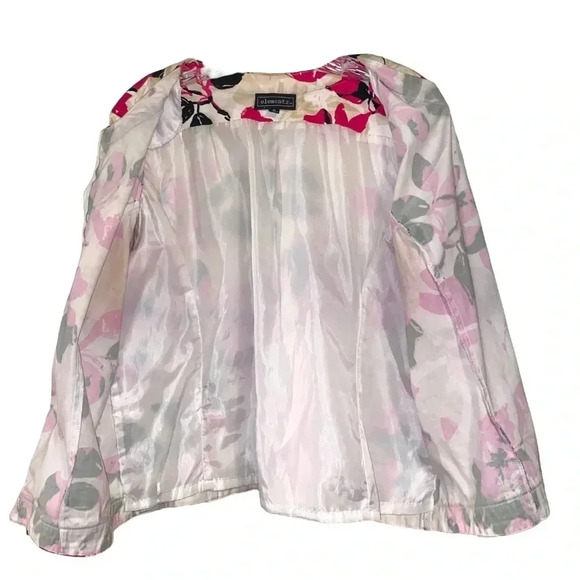 ELEMENTZ | Vibrant Floral Print Blazer 3/4 Sleeves Zipper Front Size XL - Picture 3 of 7